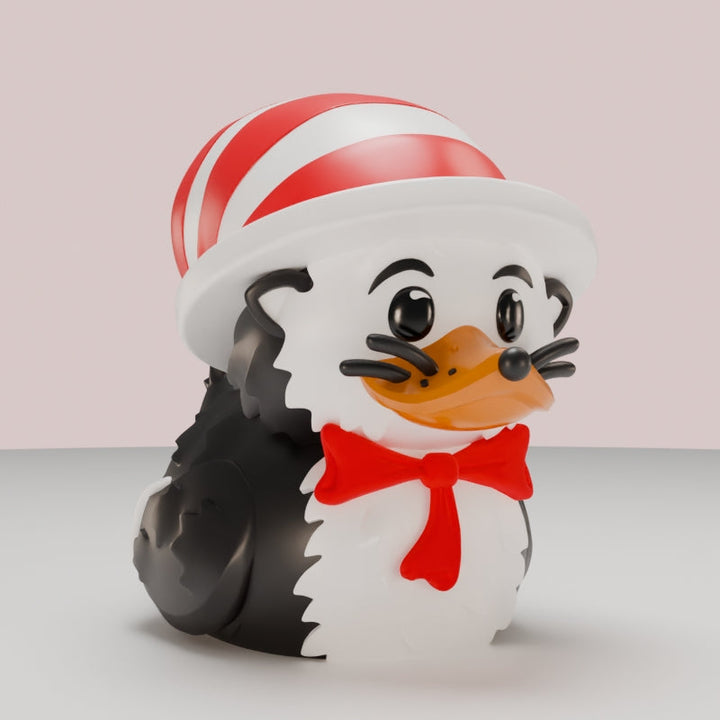 The Cat in the Hat TUBBZ Collectible Duck (Mini Edition) available from TUBBZ US - front left angle view