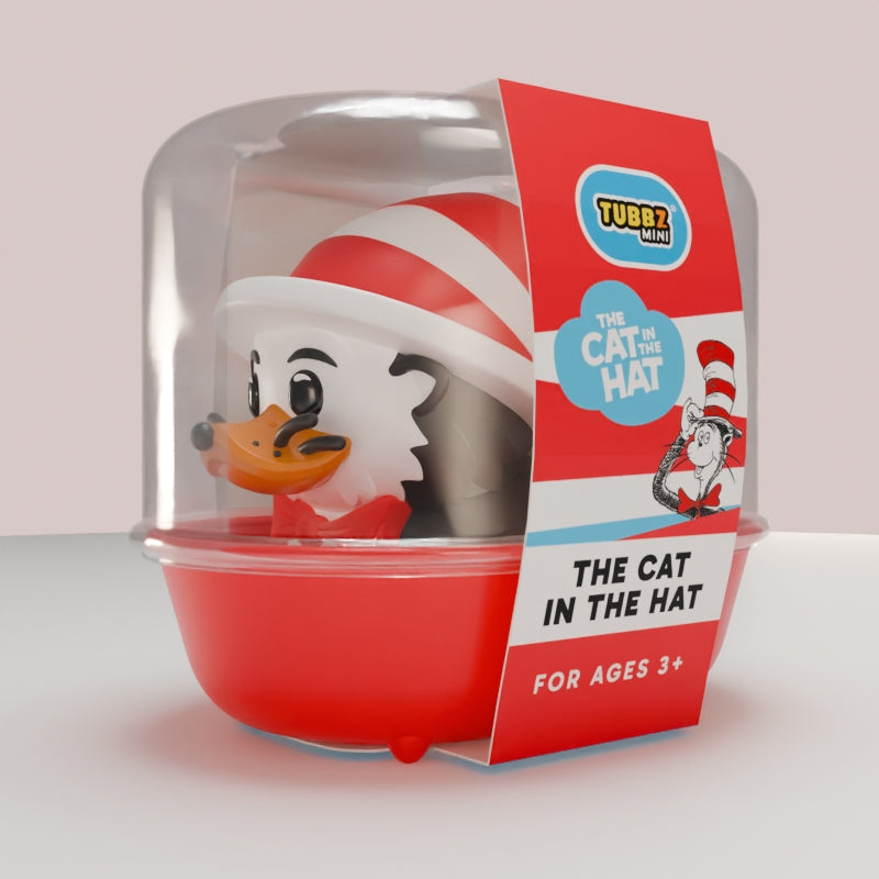 The Cat in the Hat TUBBZ Collectible Duck (Mini Edition) available from TUBBZ US - packaging front view