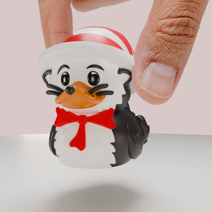 The Cat in the Hat TUBBZ Collectible Duck (Mini Edition) available from TUBBZ US - handheld front left angle view