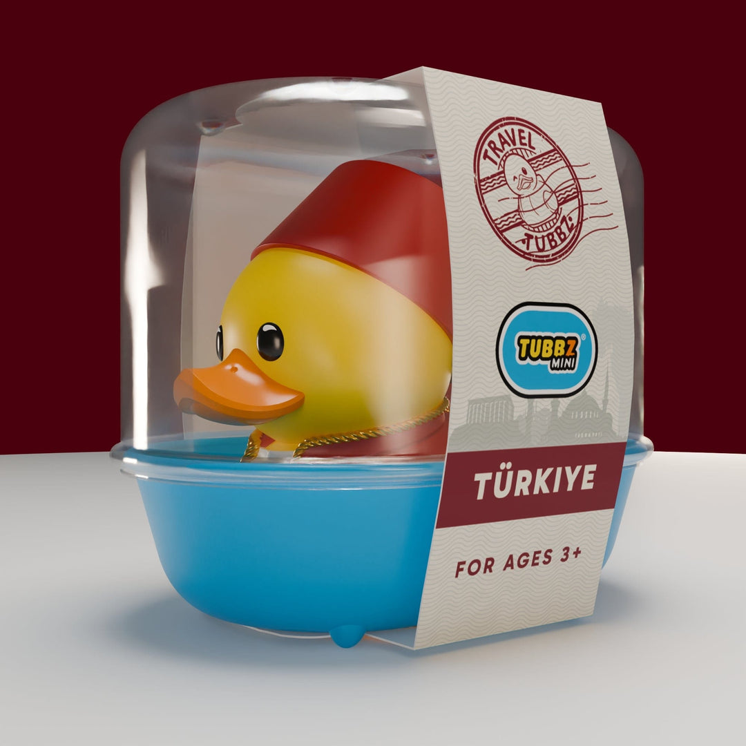 Travel Türkiye TUBBZ Collectible Duck (Mini Edition) available from TUBBZ US - packaged front-left angle view